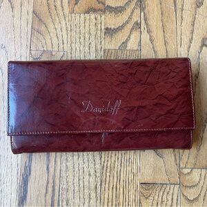 Davidoff Brown Wallet Clutch Bag Case Classic Vintage Style